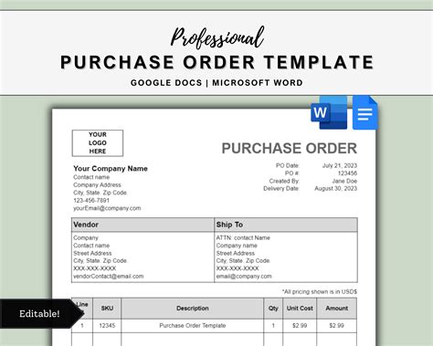 Top 40+ Microsoft Word Purchase Order Templates Docx - Great Research