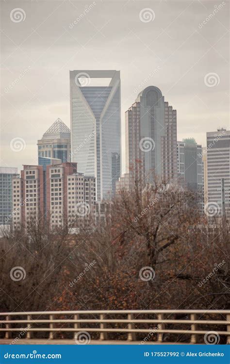 Sunset and Overcast Over Charlotte Nc Cityscape Stock Photo - Image of ...