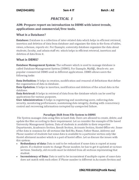 Database Practicals 的图像结果