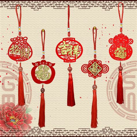 厂家直销毛毡小挂件新年春节中国结装饰品无纺布挂饰过年活动礼品-阿里巴巴