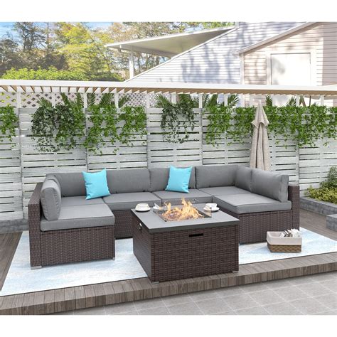 Buy HOMPUS 7-Piece Outdoor Patio Furniture Set, All-Weather Wicker ...