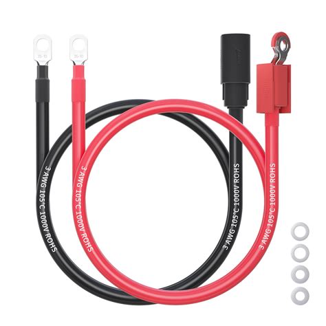 Ampeak 3 AWG 2FT Safety Battery Cables with Slipcover