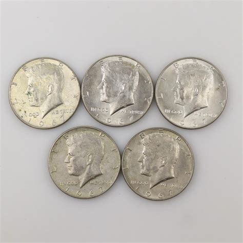 1967 Kennedy Silver Clad Half Dollar, 5 Pieces | Property Room
