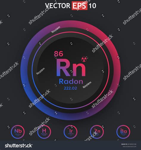 Radon Chemical Element Periodic Table Color: เวกเตอร์สต็อก (ปลอดค่า ...
