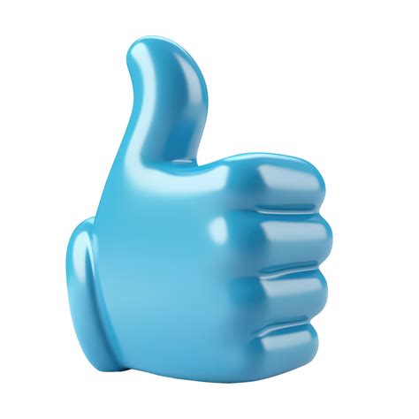 Bright blue thumbs up icon against a clean transparent background ...
