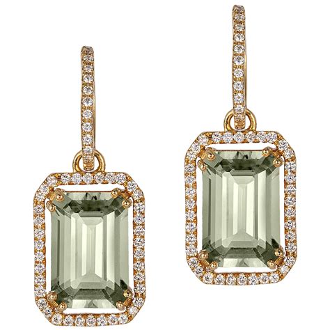 Goshwara Emerald Cut Amethyst and Diamond Earrings For Sale at 1stDibs