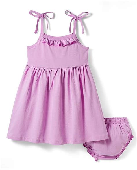 Babyhug Single Jersey Knit Sleeveless Solid Frock With Bloomer - Lilac