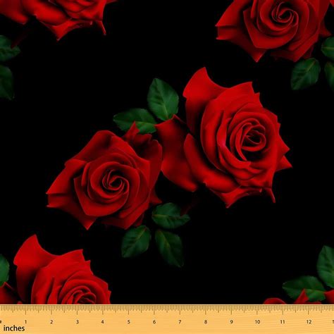 Amazon.com: Feelyou 3D Rose Fabric by The Yard, Rose Floral Print ...
