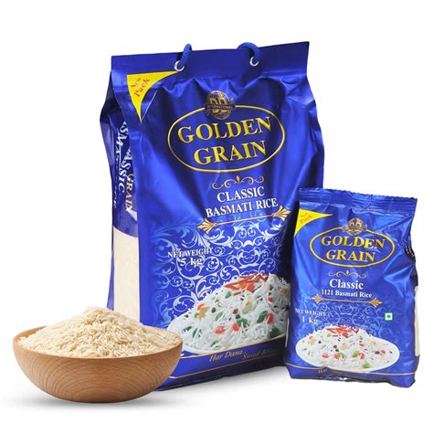 GOLDEN GRAIN Classic Basmati Rice 5Kg + Classic 1Kg Combo | Long Grain ...
