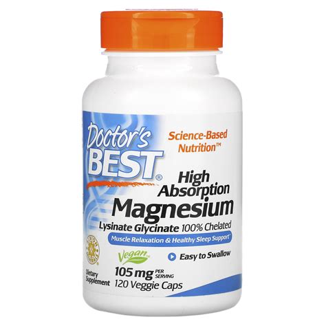Doctor's Best, High Absorption Magnesium, Lysinate Glycinate 100% ...