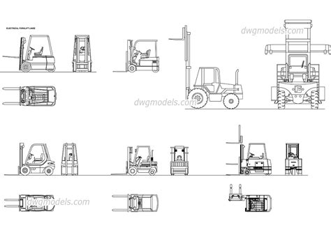 Forklifts DWG, free CAD Blocks download