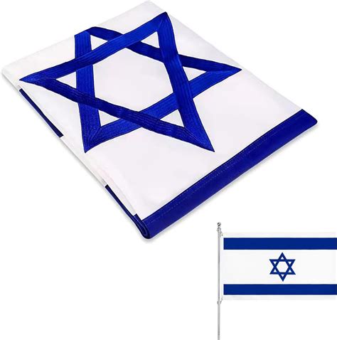 Amazon.com : Embroidery Israel Flag 3x5 Israeli Flags Double Sided for ...