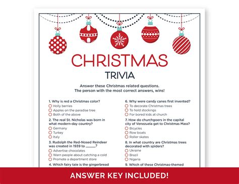 Christmas Trivia And Answers Printable | Fanny Printable