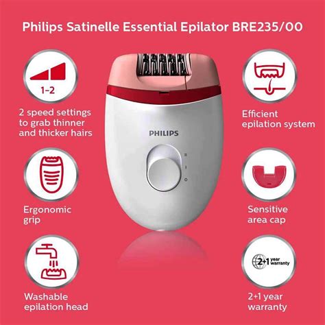 Buy PHILIPS BRE235/00 SATINELLE ESSENTIAL CORDED COMPACT EPILATOR ...