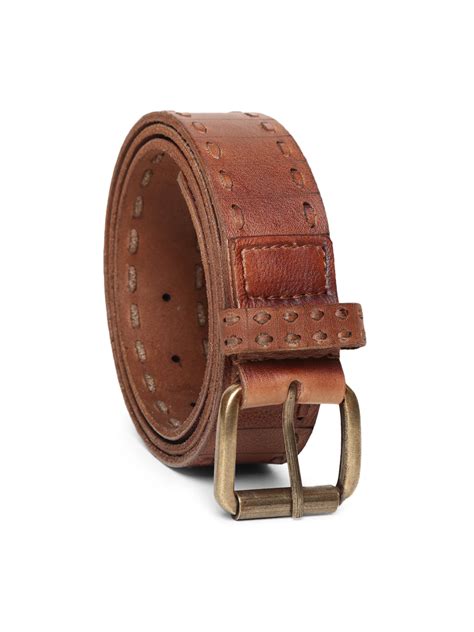 Cognac Genuine Leather Interlinked Weaving Technique Belt By Art N Vintage