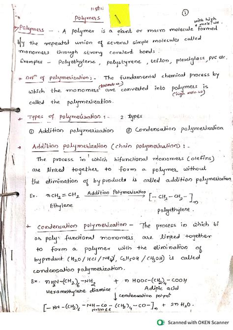 119A11 Types of Polymerization: Addition and Condensation - Studocu
