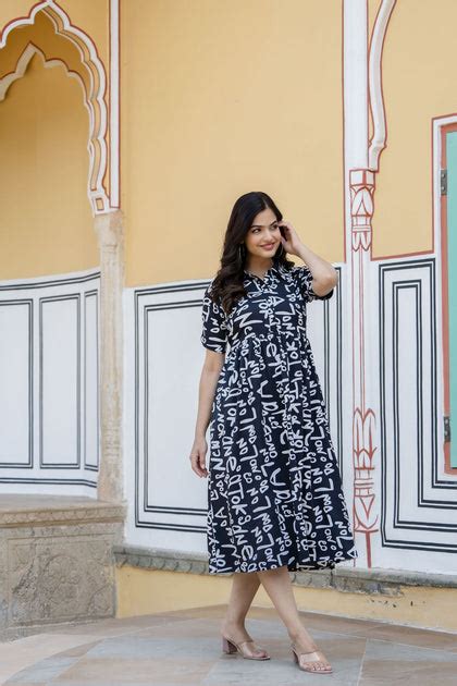 Women Black Abstract Printed Midi Dress – Nayo Clothing