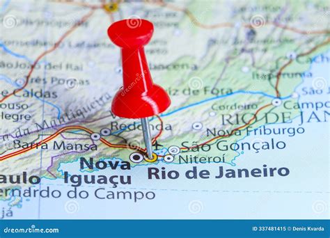 Rio De Janeiro, Brazil Pin on Map Stock Image - Image of freedom, earth: 337481415