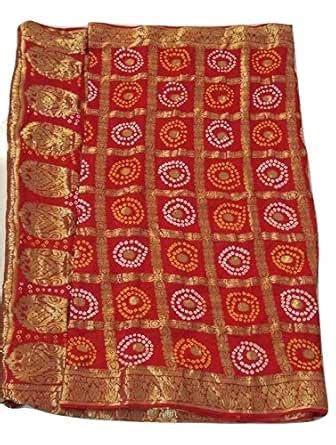 Buy PARANGAT Women's Red Jaipuri Bandhani Bandhej Gharchola Saree at ...
