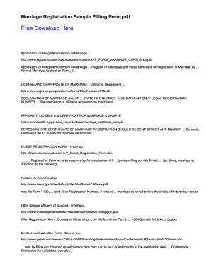 Fillable Online Marriage Registration Sample Filling Form Fax Email ...