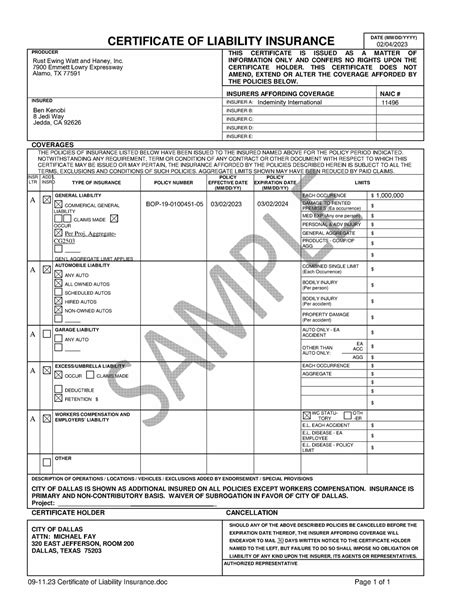 ACORD 25® Certificate of Liability Insurance