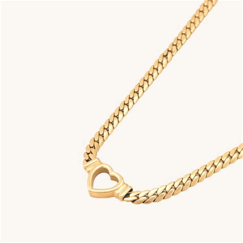 Buy Cuban Chain Hollow Heart Necklace | Gold Plated – PALMONAS