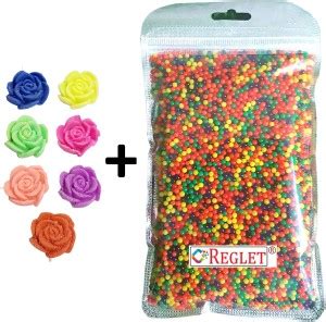 REGLET 1000 Pcs. Water Jelly Balls and 20 Pcs Water Growing Flowers ...