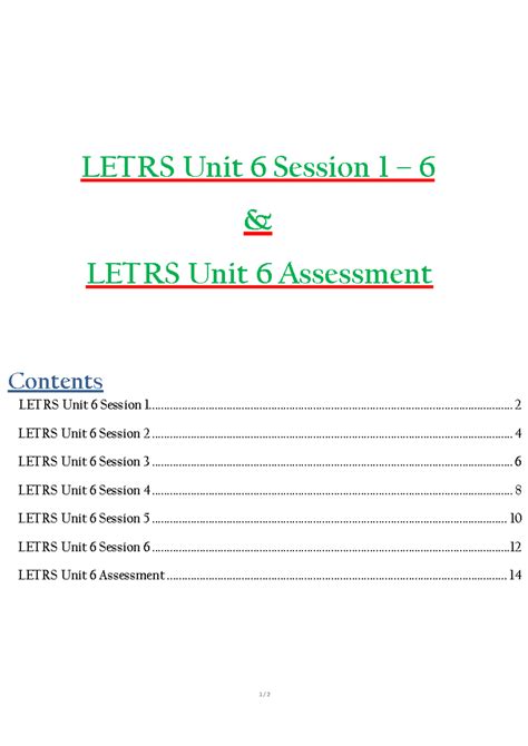 LETRS Unit 6: Comprehensive Assessment & Session Insights - Studocu