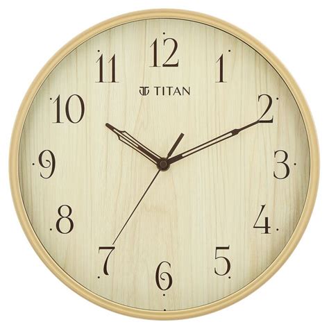 Buy Online Titan Contemporary Wall Clock Quartz Analog Light Brown Dial ...