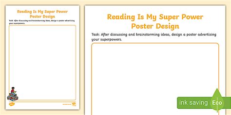 Reading Is My Super Power Poster Design Worksheet