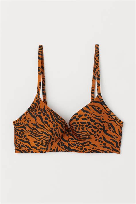 Push-up bikini top - Dark orange/Animal print - Ladies | H&M IN