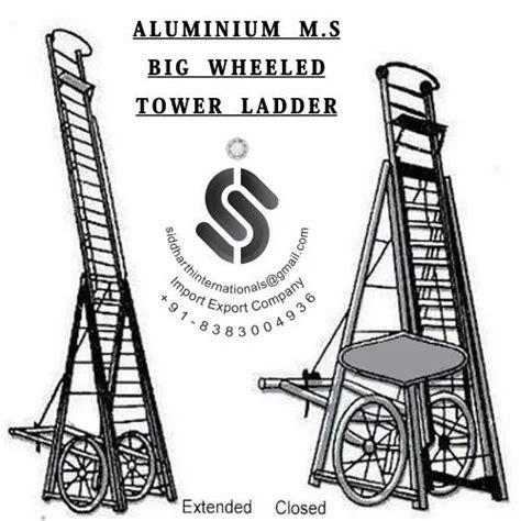 Aluminium Tower Ladder - 17 Ft Aluminium Square Tower Ladder With Big ...