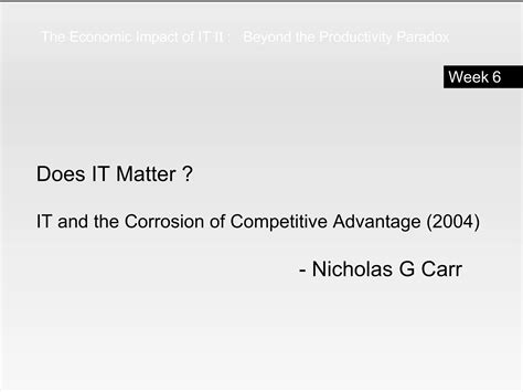 Book Reading - Does IT Matter - Nicholas Carr | PPT