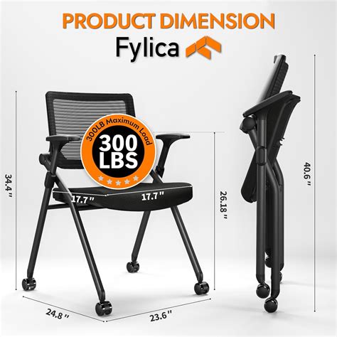 FYLICA Foldable Office Chair Set of 2 with PU Wheels India | Ubuy