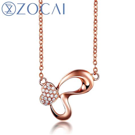 ZOCAI heart shape 0.02 ct natural genuine diamond 18K rose gold ...