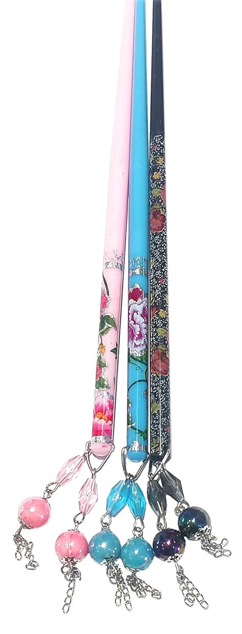 La Belleza Multicolour Acrylic Handcrafted Ball Hair Juda Bun Stick/Pin ...