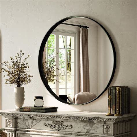 Amazon.com: VooBang Round Bathroom Mirror 24 inch, Black Gorgeous Deep ...