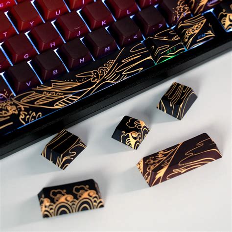 Red Wave of Kanagawa Side Backlit Cherry PBT Keycaps – CuriosityCaps