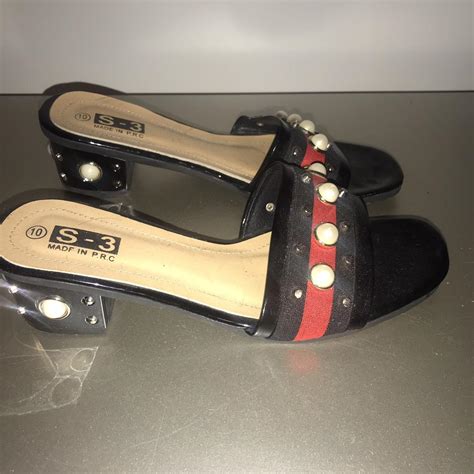 Cute open toe slide heels - Depop