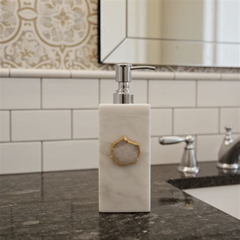 White Marble with White Agate Soap Dispenser – HOMEARTE INDIA