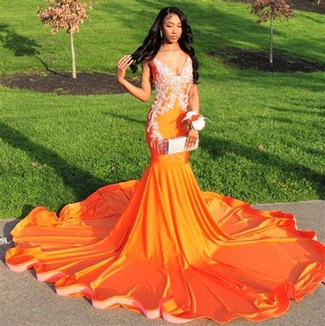 African Women Mermaid Prom Orange Dress,engagement Gown,african ...