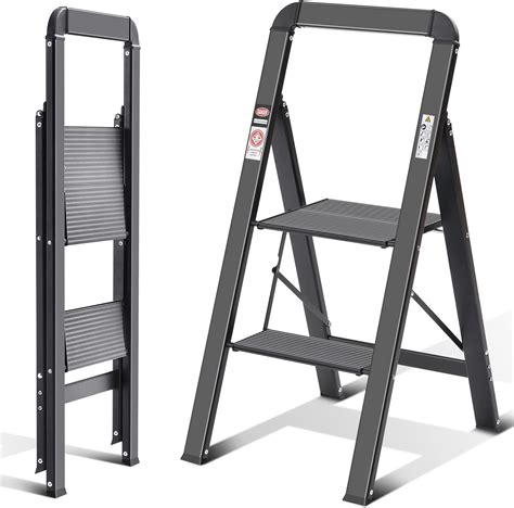 KINGRACK Folding Step, 2 Step Stepladder, Foldable, Ladder with Non ...