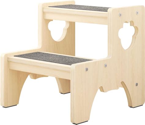 Buy BOWDANIE Wooden Toddler Step Stool for Kids, Two Step Stool for ...