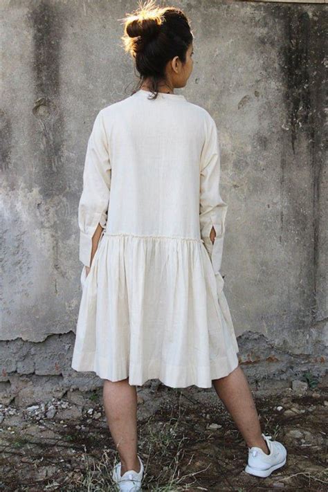 Women's Off White Knee Length Cotton Tennis Dress with Pockets | Rang ...