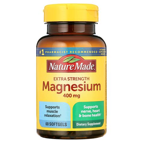 Nature Made Extra Strength Magnesium 400 mg Softgels, 60 Count - Walmart Business Supplies