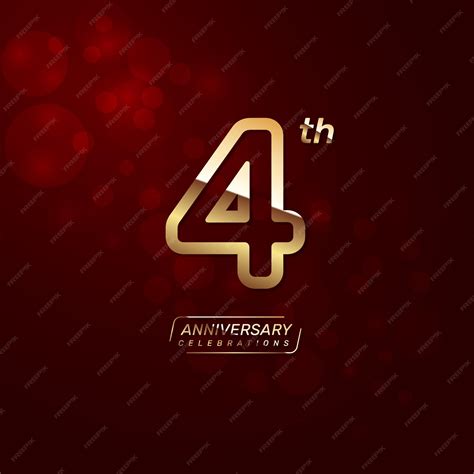 Premium Vector | 4th year anniversary logo design with a double line ...