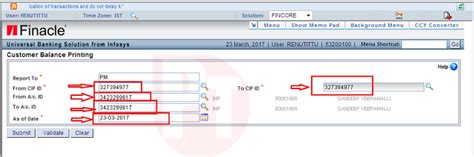 Procedure to take the customer balance printing in DOP Finacle ...