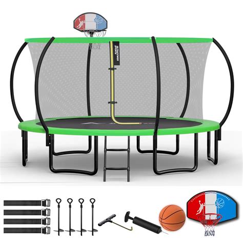 ULTRAPOWER SPORTS Trampoline with Enclosure Net, Basketball Hoop and ...