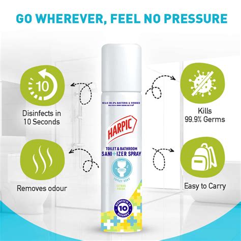 Buy HARPIC TOILET AND BATHROOM SANITIZER SPRAY - 90ML Online & Get Upto ...
