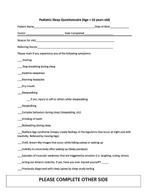 Children's Sleep Habits Questionnaire Pdf - Fill Online, Printable ...